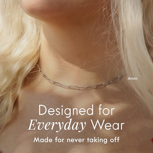 DESTIN Jewelry 18K Gold Plated Paperclip Chain Necklace, 2.5-6.5mm | Waterproof, hypoallergenic and tarnish-resistant adjustable stainless steel layering chain for women. - color: Stainless Steel, size: 20" + 2", style: 2.5 MM