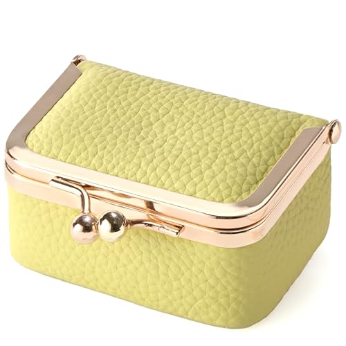 Zivyes Mini Jewelry Box Travel Small Coin Purse Organizer Case Genuine Leather Tiny Size (B-yellow) - color: B-Yellow-Standard