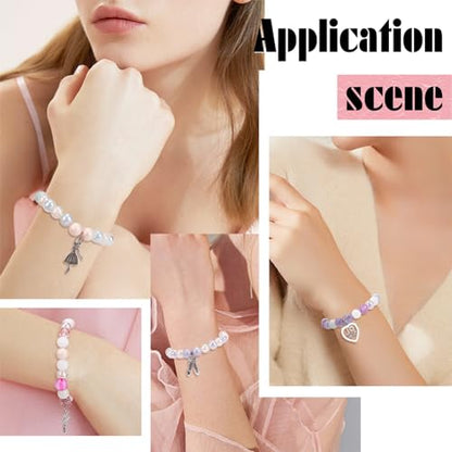SUNNYCLUE 1 Box 6 Set Ballet Bracelet Making Kit Adjustable Bracelets Dancer Ballerina Charms Acrylic Transprent Rhinestone Beads for Jewellery Making Kits Beginner Adult Women Holiday Supplies - style: Dance 1
