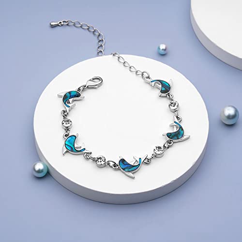 Beach Anklet Bracelet for Women Silver Plated Adjustable Abalone Shell Sea Turtle Dolphin Starfish Sand Dollar Ocean Ankle Bracelet for Women Summer Beach Jewelry - color: Dolphin Style B