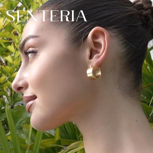 Chunky Gold Hoop Earrings Hoop Earrings Thick Gold Hoop Earrings for Women | for Sensitive Ears Gold Chunky Hoop Earrings Hypoallergenic 14K Gold Plated Hoops Non Tarnish Big Thick Hoops 18/25/30mm - color: Gold 18mm