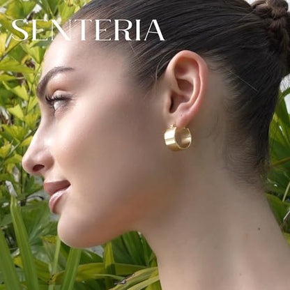 Chunky Gold Hoop Earrings Hoop Earrings Thick Gold Hoop Earrings for Women | for Sensitive Ears Gold Chunky Hoop Earrings Hypoallergenic 14K Gold Plated Hoops Non Tarnish Big Thick Hoops 18/25/30mm - color: Gold 18mm