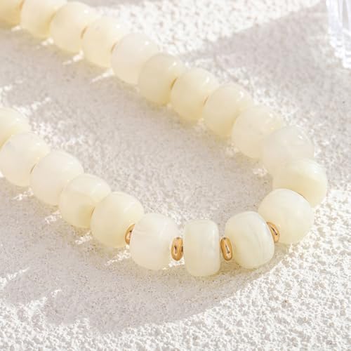 Chunky Beaded Necklace for Women Trendy Multicolor Resin Beads Choker Necklaces Boho Summer Statement Necklace Chunky Heart Jewelry - color: Bead necklace-white
