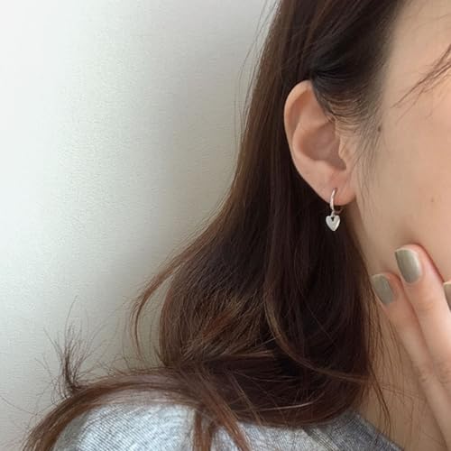 Valentines Day Earrings for Women Heart Earrings for women Gold Silver Heart Huggie Hoop Dangle Drop Earrings Small Simple Hypoallergenic Jewelry - color: A:Silver Heart Earrings