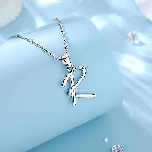 EUDORA Sterling Silver Initial Necklaces for Women, Classic 26 Letter Neckless Gifts for Girls, Sister, Mother Daughter, 18 inch Chain - style: R