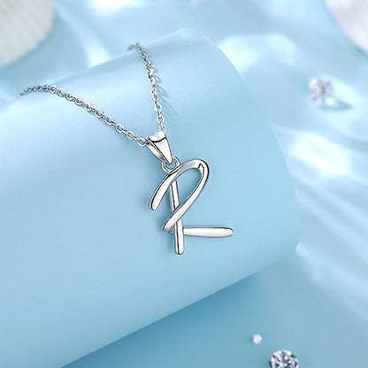 EUDORA Sterling Silver Initial Necklaces for Women, Classic 26 Letter Neckless Gifts for Girls, Sister, Mother Daughter, 18 inch Chain - style: R