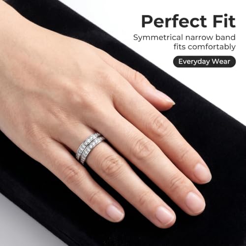 2-Pack 14K Gold Plated Stackable Rings for Oura Ring Gen 4 & Gen 3, Cubic Zirconia Simulated Diamond Stack Rings for Women - color: Silver