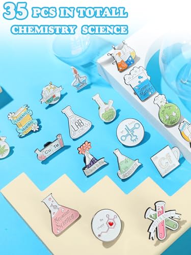 Kajaia 35 Pcs Enamel Pins Bulk Lapel Pin Alloy Brooches Pins Backpack Badges Brooch for Friends Clothing Decor - style: Science