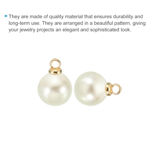 PATIKIL Pearl Charm, 100pcs Pearl Beads Faux Pearl Pendant Charm DIY for Jewelry Making Bracelets Earrings Necklace Crafts - color: Golden Beige, size: 8mm
