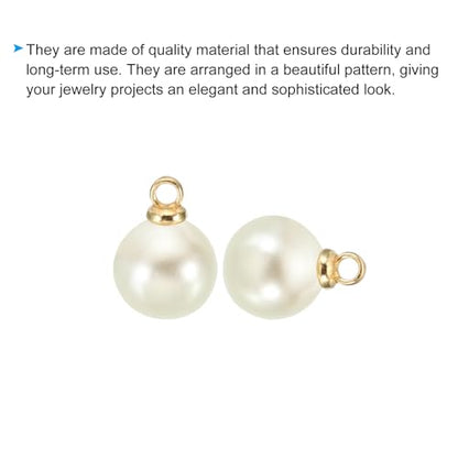 PATIKIL Pearl Charm, 100pcs Pearl Beads Faux Pearl Pendant Charm DIY for Jewelry Making Bracelets Earrings Necklace Crafts - color: Golden Beige, size: 8mm