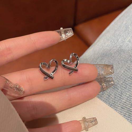 Silver Stud Earrings for Women Small Love Heart Shaped Dainty Cute Hypoallergenic Earrings Fashion Jewelry Birthday Gifts