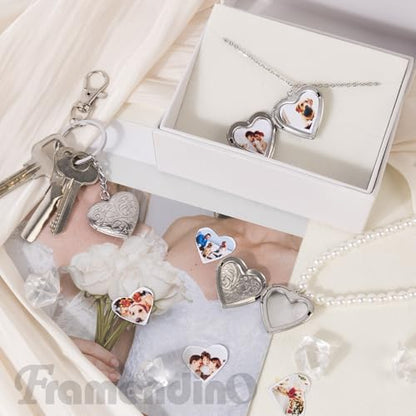 Framendino, Heart Photo Frame Charms DIY Locket Pendants for Jewelry Making - color: Silver, size: 10 Pack