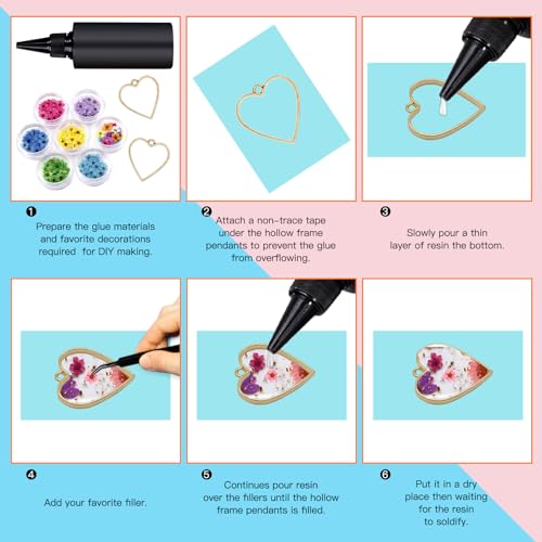 Oubaka 50pcs Open Bezels 5 Styles Hollow Frames Pendants Geometric Hollow Bezel Pendant Open Back Frame Pendant for Resin Casting, Necklace, Earrings, Pressed Flower, DIY Crafts(K Gold) - color: 50pcs;K Gold;5 Styles