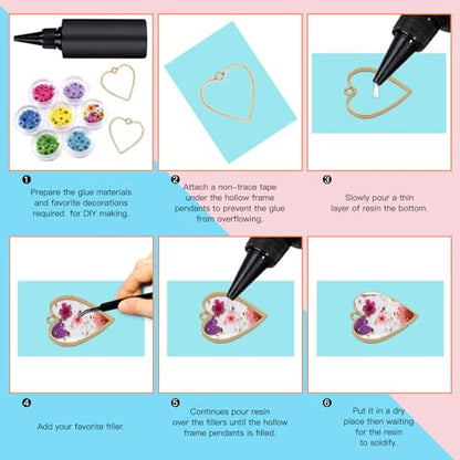 Oubaka 50pcs Open Bezels 5 Styles Hollow Frames Pendants Geometric Hollow Bezel Pendant Open Back Frame Pendant for Resin Casting, Necklace, Earrings, Pressed Flower, DIY Crafts(K Gold) - color: 50pcs;K Gold;5 Styles