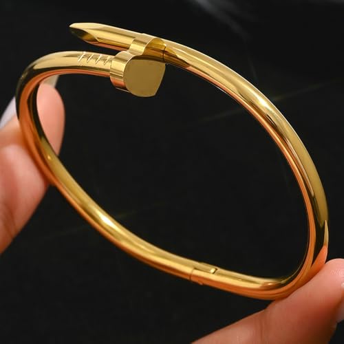 Gold Bangle Bracelets Set Stainless Steel Heart Stack Bracelet Hypoallergenic Dainty Bracelet For Women - color: Style 3