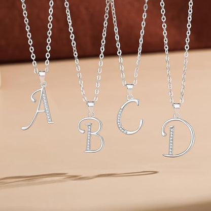 VIKI LYNN Dainty Initial Letter Pendant Necklace for Women | Cubic Zirconia Initial Jewelry, Personalized Letter Necklace, Dainty Women Jewelry, Birthday Gift Idea for Her, Mom and Wife - color: Silver, style: Silver-C