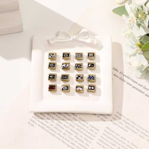 papasgix 11Pcs Italian Charms Set, 10mm*9mm Silvery Italian Charm | Italian Charms Bracelet Link Black Patterns Stainless Steel DIY Jewelry Gifts - style: 22pcs-Sun
