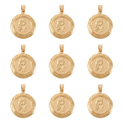 Craftdady 18K Gold Plated Brass Photo Locket Frame Pendants Charms for Necklaces Personalized Jewelry Crafts Making - size: 22.5x20mm Round