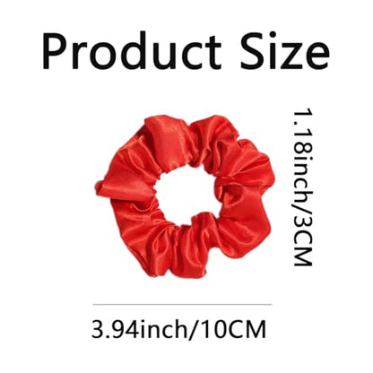 Silk Hair Ties Ponytail Holder Hairs Bow Ropes Elastics Hairtie Accessories Wide 0.8inch on Hair No Damage No Crease for Women Curly Thick Wavy Hair(30Pcs Bright Red) - color: Bright Red