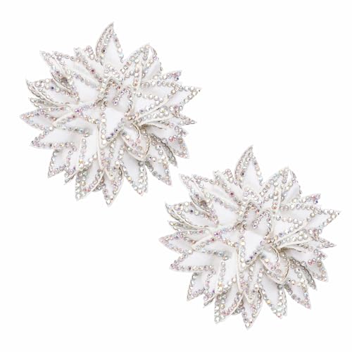 PATIKIL Flower Brooch Pin for Women, Rhinestone Rose Flower Brooch Dainty Fabric Floral Boutonnieres for Women - color: White