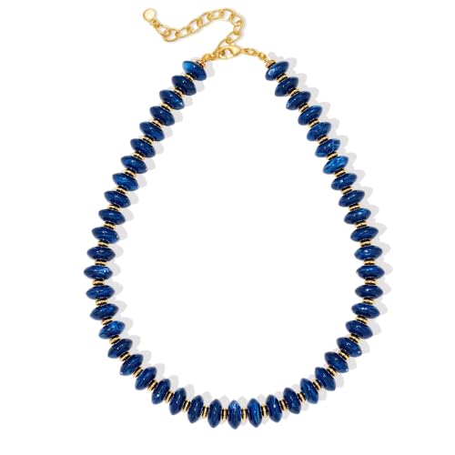 Resin Chunky Beaded Necklace for Women,Vacation Jewelry | Acrylic Beads,Boho Summer Beach Handmade Jewelry,Trendy Bold Statement Beaded Necklace,Birthday Gift for Women - color: Navy Blue