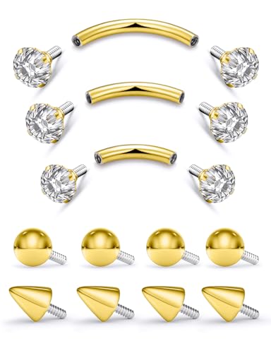 18G Internal Thread Eyebrow Piercing Jewelry Surgical Steel Curved Barbell Tiny Eyebrow Ring Vertical Labret Lip Jewelry Ear Rook Small Belly Button Ring for Women Men 6mm/8mm/10mm - color: 6/8/10mm Gold 18G Internal thread horseshoe ring