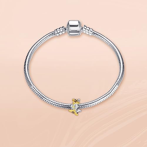Annmors S925 Clip Spacer Safety Chain Stopper Charms for Pandora, Gift Mom Daughter Friend Sister Wife Grandma Girlfriend Fmaily On Christmas Mothers Valentines Halloween Graduation - color: F02-Gold Bee Stopper