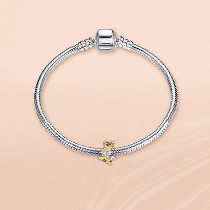 Annmors S925 Clip Spacer Safety Chain Stopper Charms for Pandora, Gift Mom Daughter Friend Sister Wife Grandma Girlfriend Fmaily On Christmas Mothers Valentines Halloween Graduation - color: F02-Gold Bee Stopper