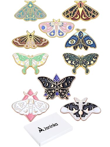 Janinka 10 Pcs Butterfly Enamel Pins Set Cute Spring Badge Back to School Lapel Brooches for Women Backpack Jewelry Gift - style: Chic Style