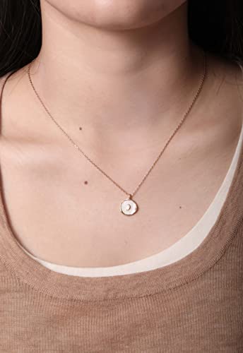 S.Leaf 18K Gold Plated Cubic Zirconia Choker Necklace for Women 925 Sterling Silver Layered Coin Moon Star Heart Circle Crystal Lariat Pendant Necklaces Gifts for Women Trendy - color: Coin_Moon