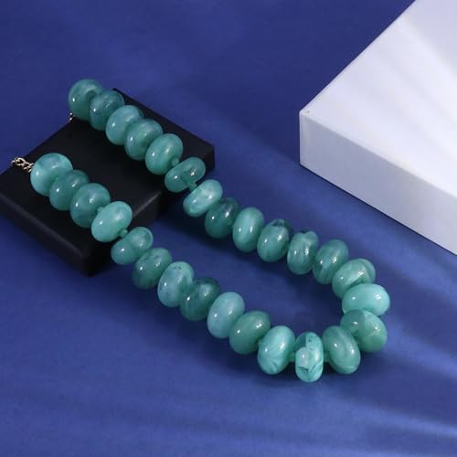 CSIYANJRY99 Chunky Beaded Necklace for Women, Large Colorful Resin Beads Statement Necklace, Boho Summer Beach Vacation Jewelry Gifts - color: Green