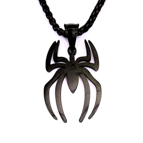 Tapp Collections Stainless Steel Superhero Pendant Necklace - color: Spiderman / Steel Chain / Black Color