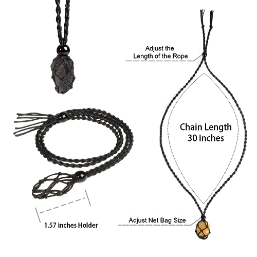weryerker Natural Gemstone Pendant Necklace Healing Crystal Stone Pendant with Hand-Woven Rope Adjustable for Women Men - color: 1PC Black Tourmaline