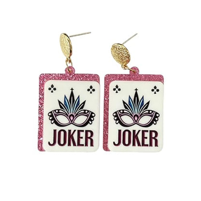 Mahjong Earrings Funny Acrylic Geometric Chinese Mahjong Tile Earrings for Women Mahjong Lovers Jewelry - color: mask