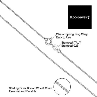 Kooljewelry 925 Sterling Silver Round Wheat Chain Necklace (1 mm, 1.5 mm, 2 mm or 2.6 mm) | Made in Italy - size: 26 inch, style: 1.1 mm wide
