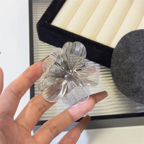 Elegant Big Flower Statement Rings For Women Bohemian Exaggerated Large Metal Floral Hip Hop Punk Ring Fashion Cubic Zirconia Crystal Stamen Adjustable Open Ring Birthday Friendship Christmas Jewelry Gift - color: Silver