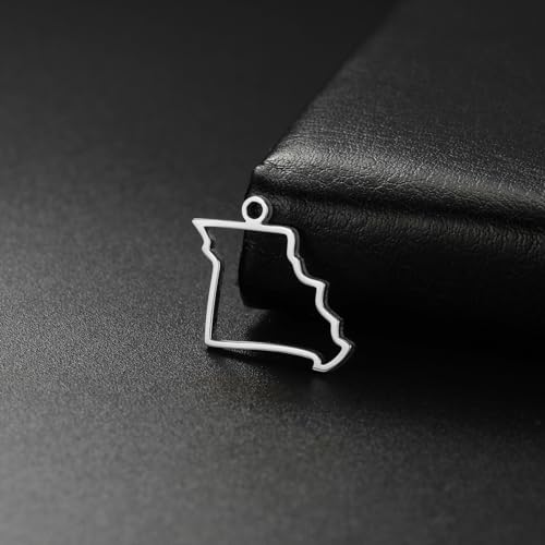 kkjoy 5Pcs Hollow Continents Maps of USA Pendant Charms for Jewelry Making and Crafting, Stainless Steel Mini Charm Craft Supplies Accessories for DIY Bracelet Necklace Earrings - color: Hollow Missouri Map - Silver