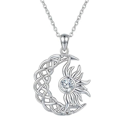 Moissanite Moon and Star Necklace 925 Silver Birthstone Gifts for Women | Sterling Silver Sun and Moon Pendant Elegant Jewelry Birthday Gifts for Wife Mom - color: A3:Sun and Moon-Moissanite