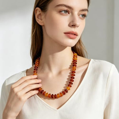 Acrylic Beaded Necklace for Women,Beach Strand Jewelry Gifts | Statement Necklace,Cute Trendy Handmade Jewelry for Women,Chunky Beaded Necklace,Resin Beads Choker - color: Amber Red