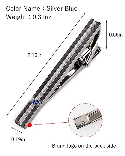 [TAVARAT] Tie Clip Tie Clips for Men Black Silver Tie Bar Tie Pin Tps-032 - style: silver blue