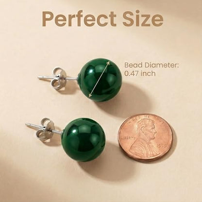 Pearl Stud Earrings Multicolor Shell Beads Pearl Hypoallergenic Stud Earrings Ocean Shell Pearl Jewelry - color: Green