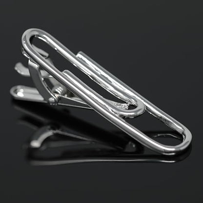 Novelty Silver Tone Paper Clip Tie Clip In Box