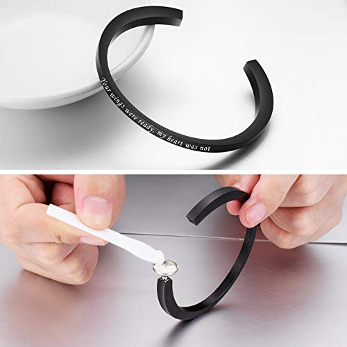 Dletay Urn Bracelet Cremation Bracelet for Ashes Memorial Ashes Bracelet Openable Cuff Bangle Bracelet - color: Your wings-Black