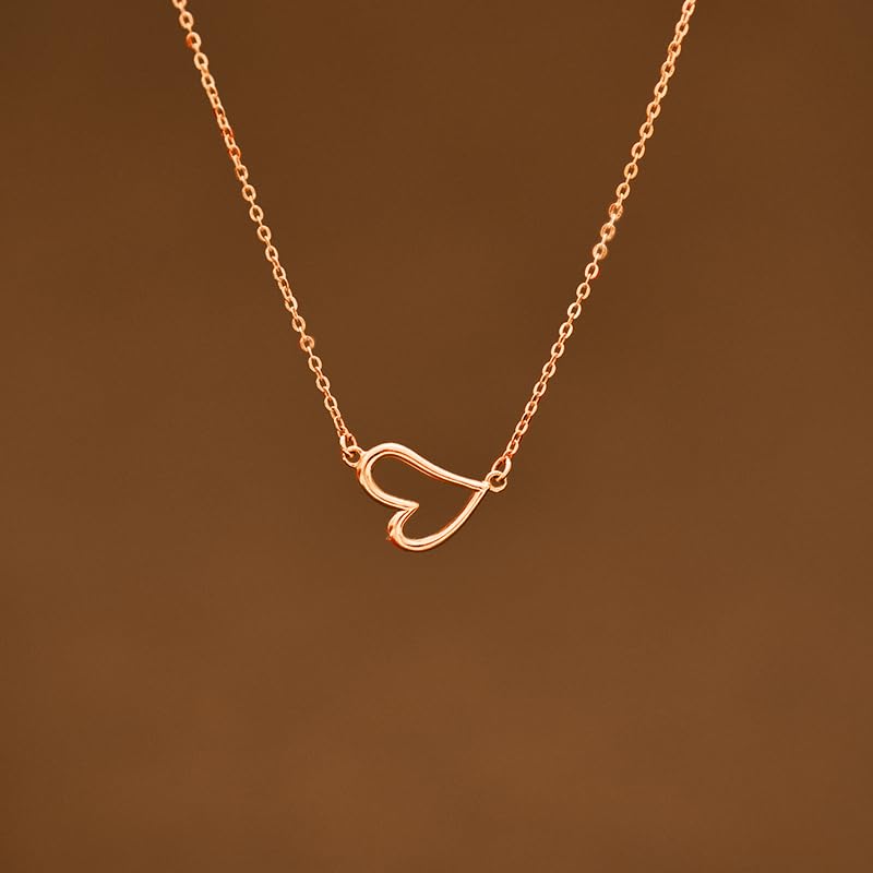 925 Sterling Silver Heart Necklaces for Women | Dainty 14K Gold Plated Open Love Heart Pendant Necklace Mother Daughter Friendship Necklaces Birthday Gifts - color: Rose Gold