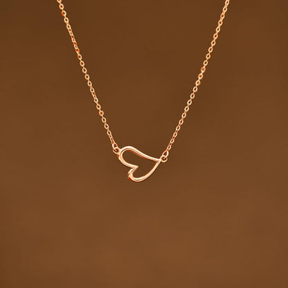 925 Sterling Silver Heart Necklaces for Women | Dainty 14K Gold Plated Open Love Heart Pendant Necklace Mother Daughter Friendship Necklaces Birthday Gifts - color: Rose Gold