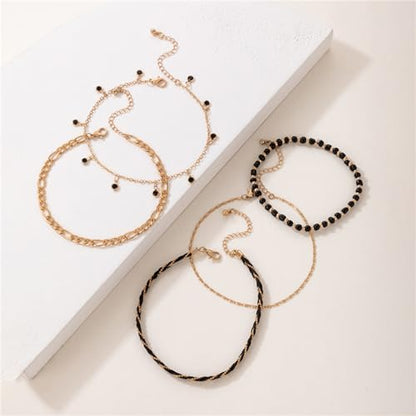 5Pcs Bohemain Layered Beaded Ankle Bracelets for Women,Dainty Stackable Seed Beads Ankle Bracelets Elastic Foot and Hand Chain Jewelry