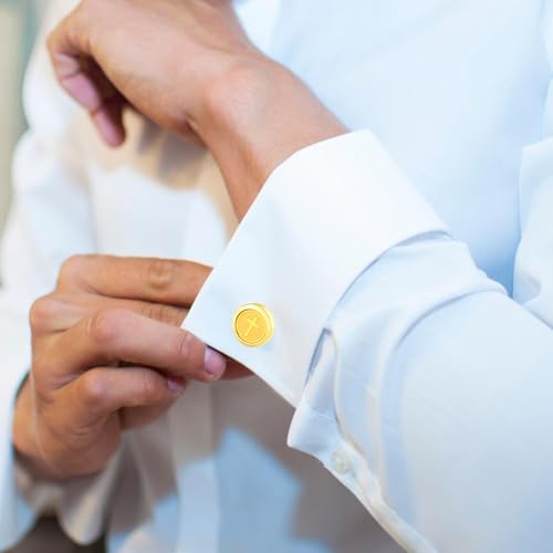 Cuff Links Mens Personalized Classic Round Cufflink Wedding Shirts Cufflinks for Men Jewelry Gifts - style: Cross sign