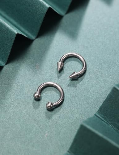 F136 Titanium 20/18/16/14/12/8/4/2g Septum Nose Rings Gauge Earrings Lip Rings Prince Albert Jewelry Internally Threaded Horseshoe Hoop Piercings - size: 12g*10mm