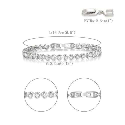FANZE Gold Plated Cubic Zirconia Tennis Bracelets for Women Dainty Trendy Adjustable Bracelet Jewelry Gift for Ladies Wedding Mother Birthday Anniversary - style: Style 1