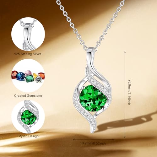 FANCIME Birthstone Necklace for Women Jewelry Gift for Her | Infinity Love Pendant Sterling Silver, Birthday Gift for Women, Adjustable 16+2" - color: 05 - Created Emerald